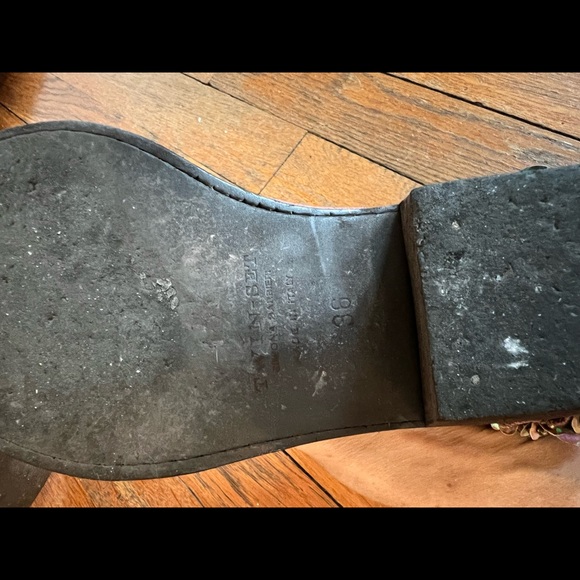 Pink leather booties with gems on heel. Size 6. - Picture 7 of 7